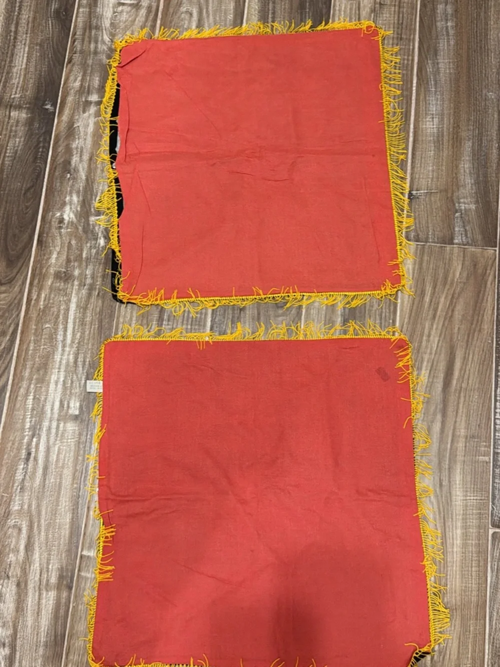 Vintage Texas Souvenir Pillow cases with Yellow Fringe.